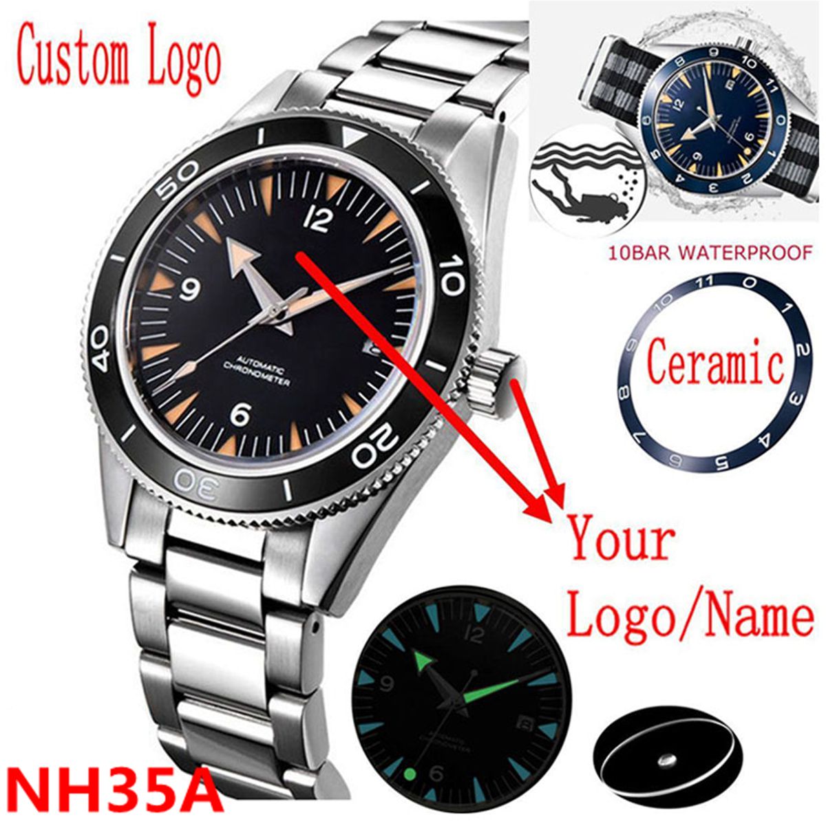 Minimalist Thin Watch - Custom Logo NH35 Movement Watch 10bars
