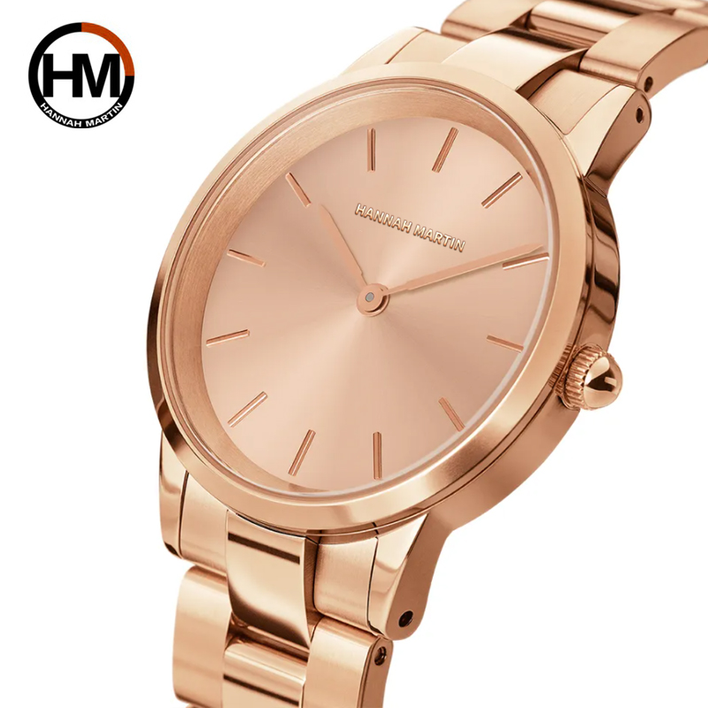 Minimalist Thin Watch - HANNAH MARTIN Band 33mm Rose Gold