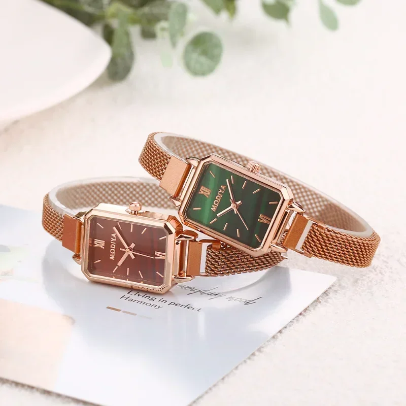 Mesh Stainless Strap - Women Watches Fashion Square Ladies Quartz