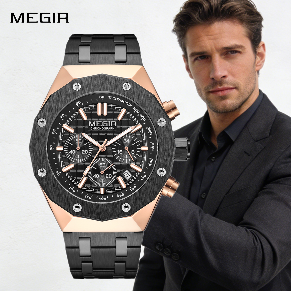 Smartwatch Luxury Watches - MEGIR Chronograph Luxury Men Sports Quartz