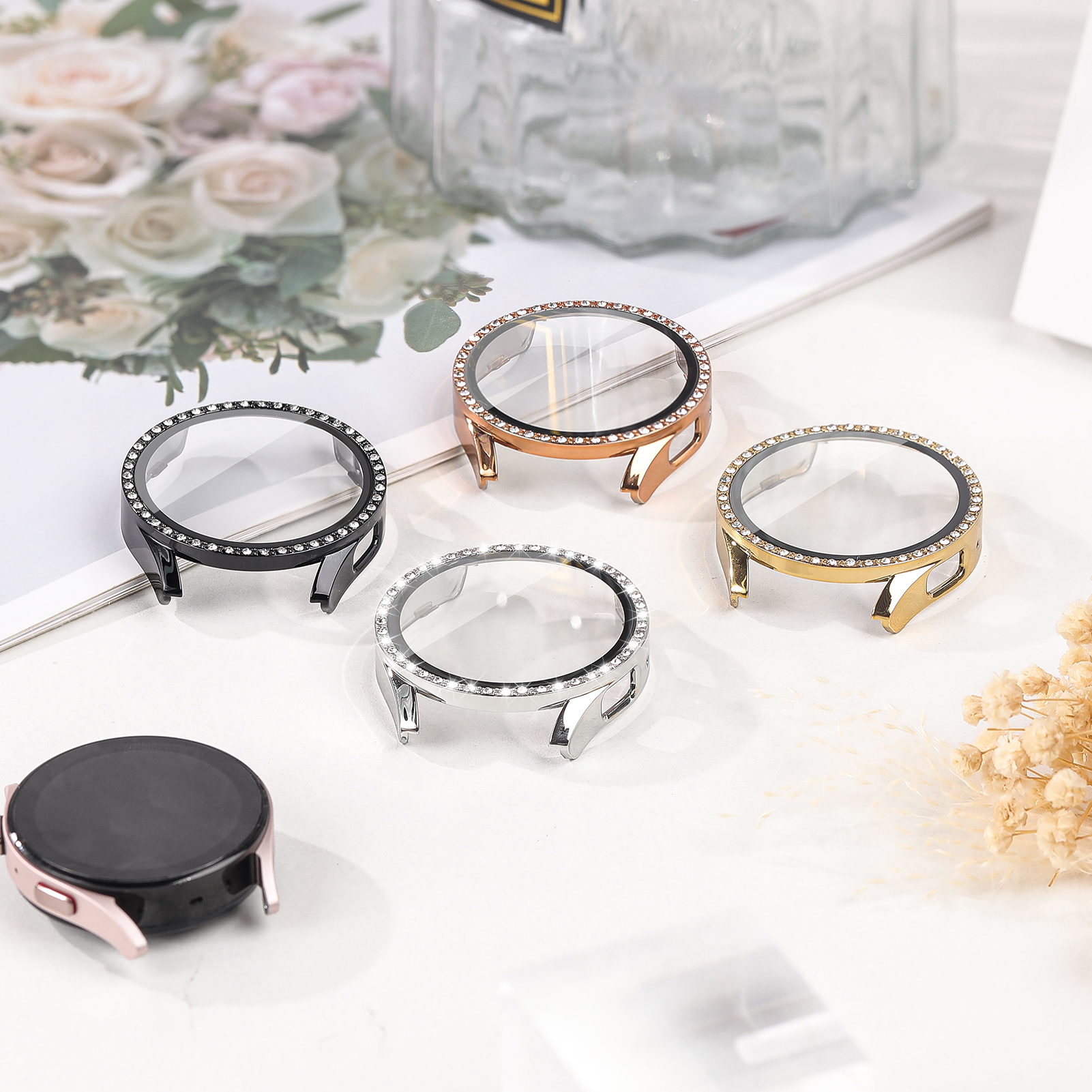 Smartwatch Samsung Watches For Women - Glass+Diamond Case for Samsung Galaxy watch