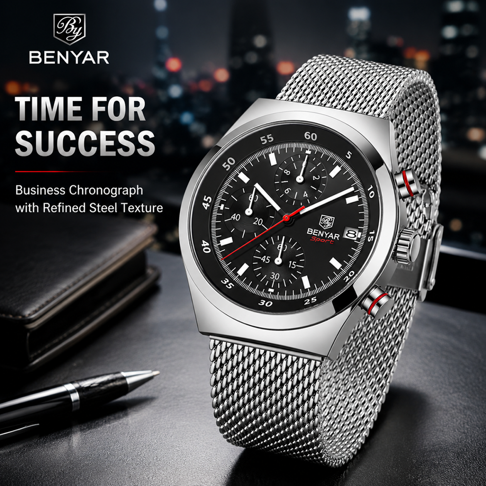 Mesh Stainless Strap - BENYAR Top Luxury Brand Men's Business