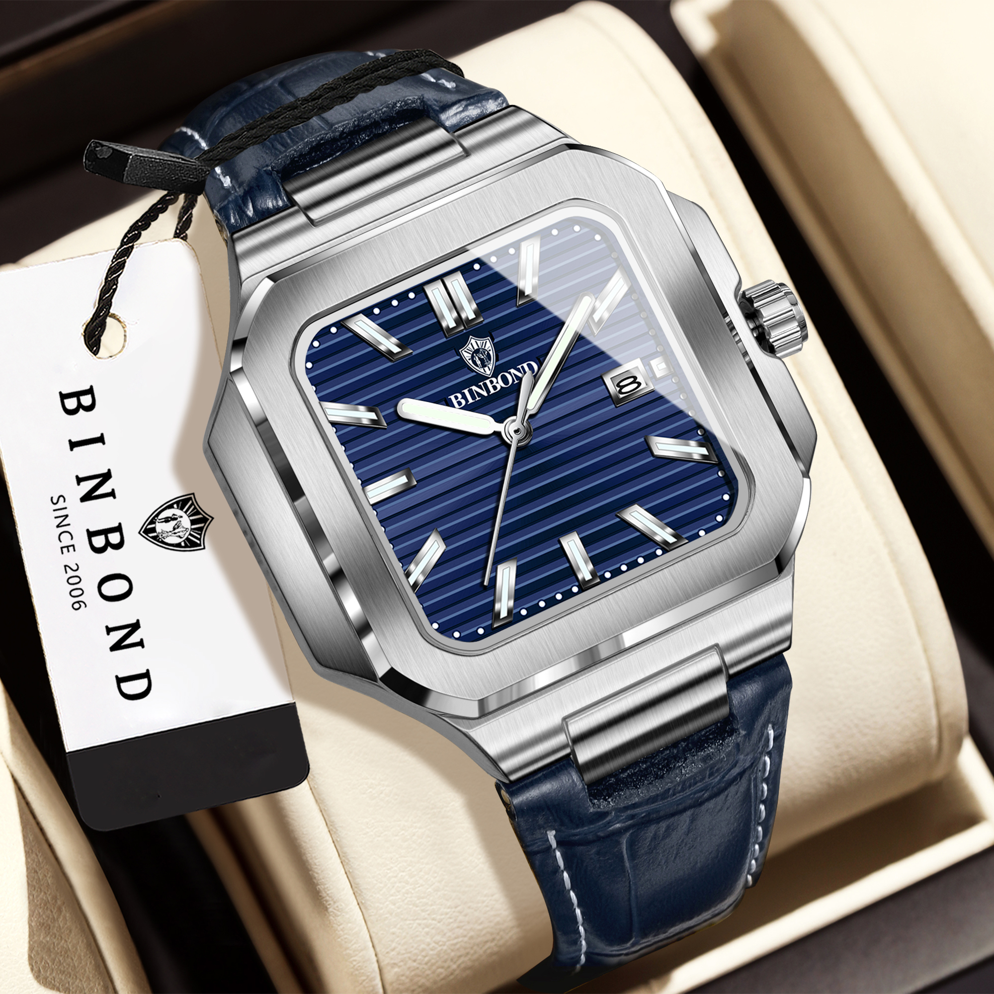 BINBOND  square quartz wristwa – Smartwatch Luxury Watches Bewertung und Preis
