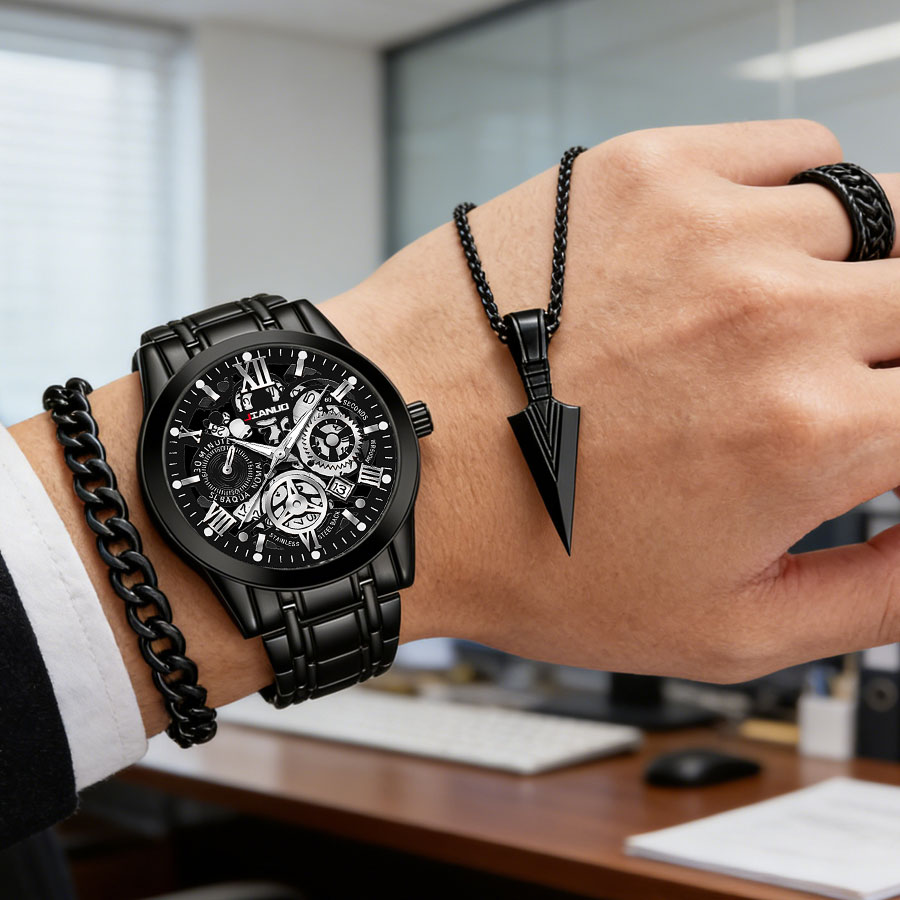 Business luxury men's steel ba – Smartwatch Ring Watches Bewertung und Preis