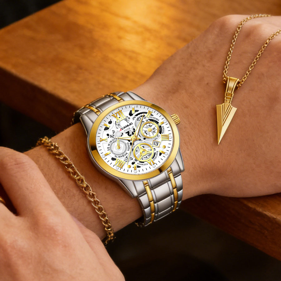 Business luxury men's steel ba – Smartwatch Ring Watches Bewertung und Preis